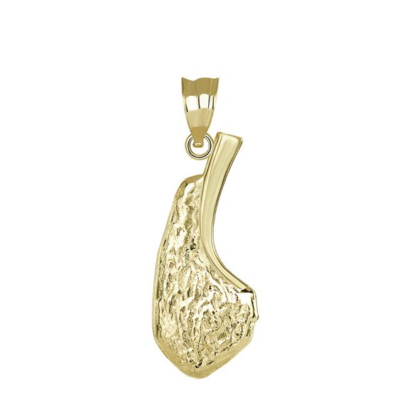Solid 10k Yellow Gold Pork Lamb Chop Grill Meat Chef Cooking Pendant